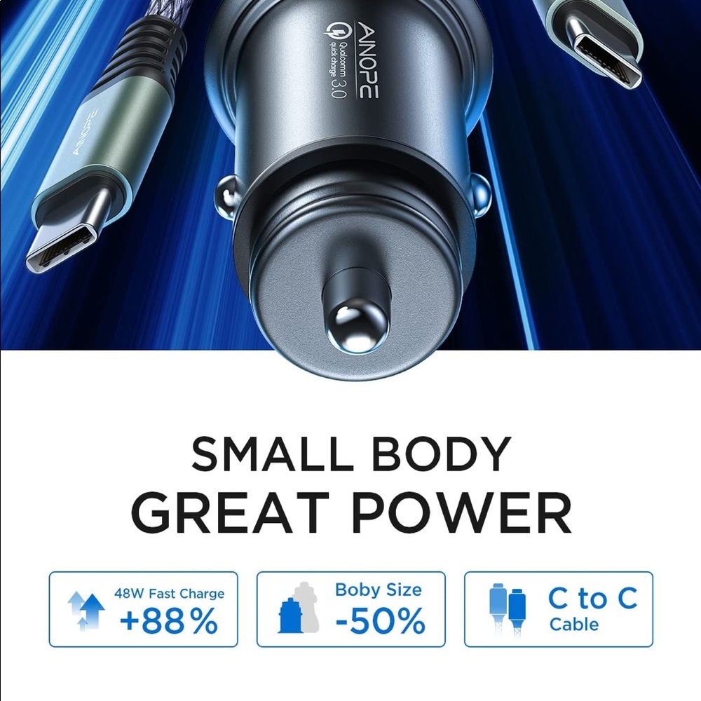 AINOPE All Metal Fast USB Car Charger Adapter - Picture 7 of 9
